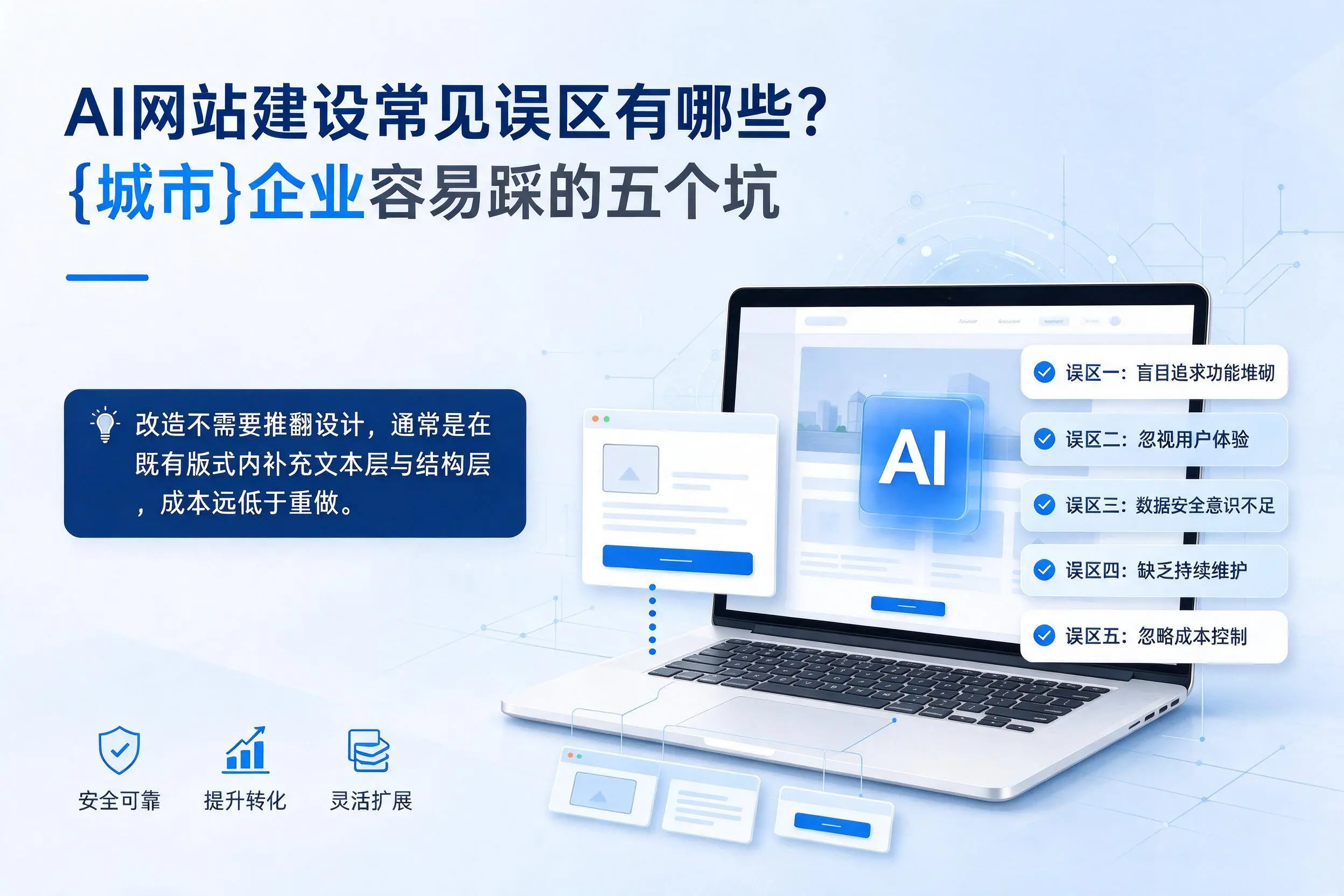 AI网站建设常见误区有哪些？淮南企业容易踩的五个坑