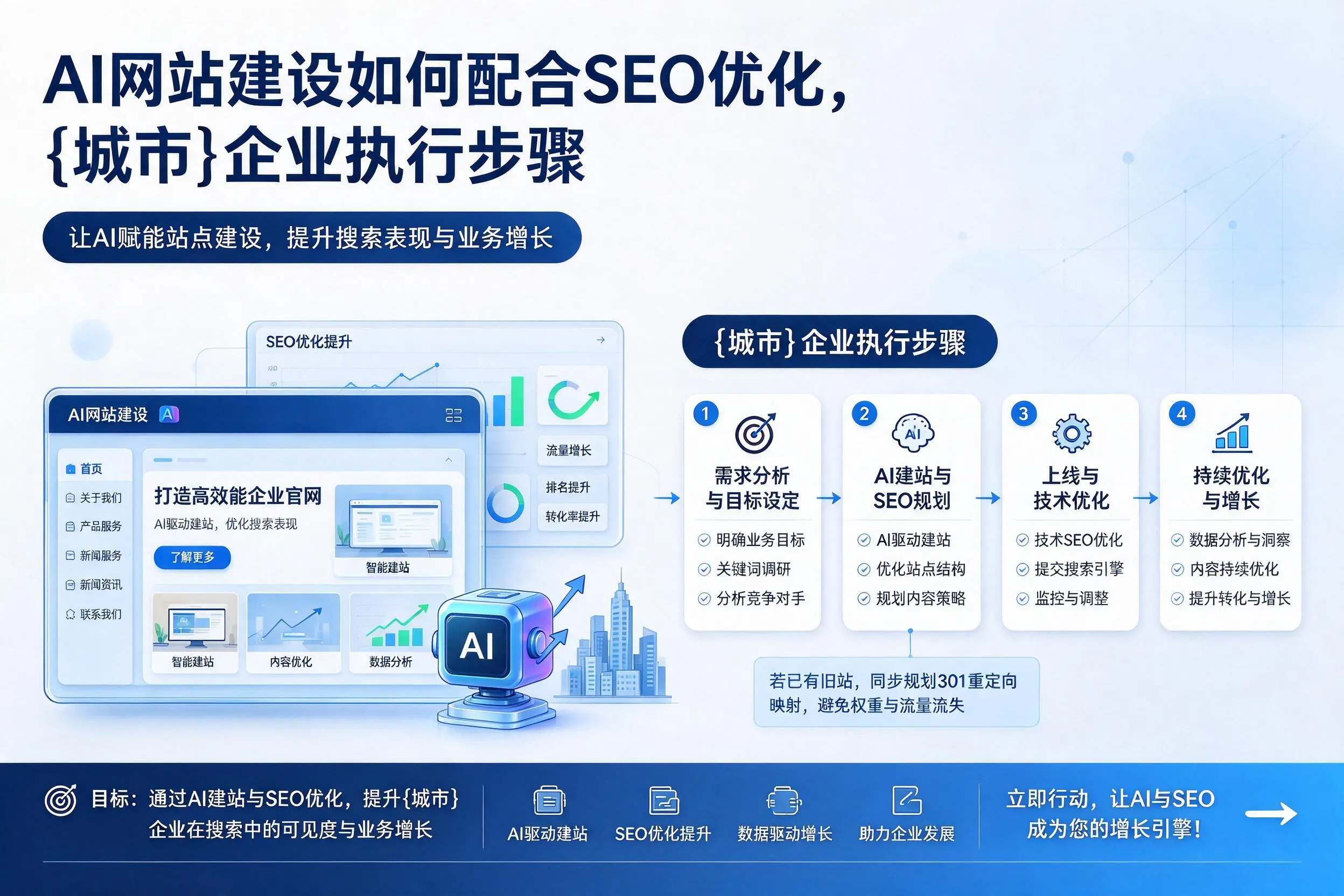 AI网站建设如何配合SEO优化，淮南企业执行步骤